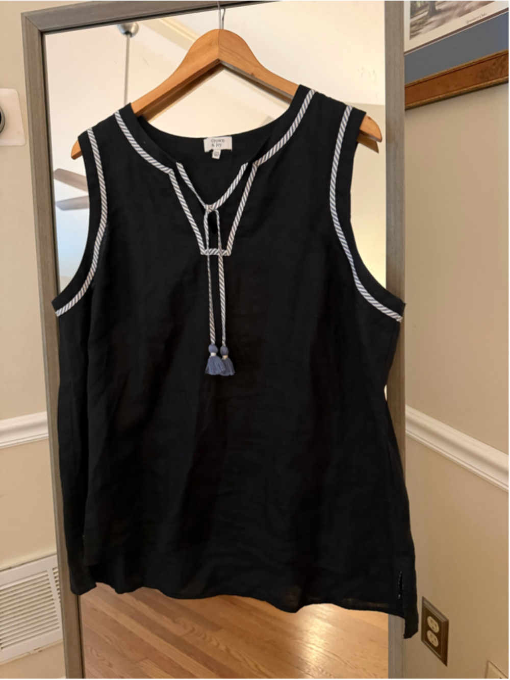 Women's Crown & Ivy Black & White Sleeveless Tank Top, Size XXL